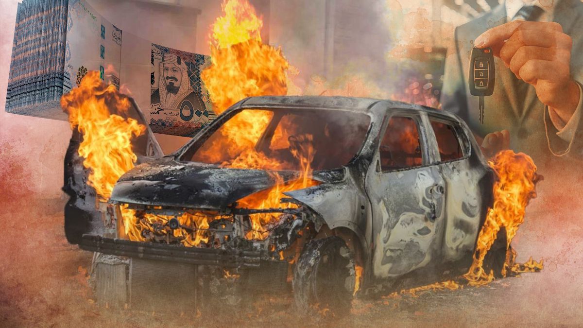 سيارة تحترق في السعودية ومساعدة غير متوقعة تنقذ الموقف